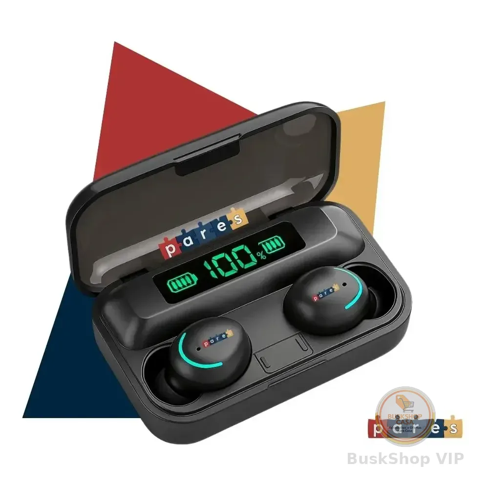 Fone De Ouvido Sem Fio Bluetooth F9-5 Pares Som Imersivo Powerbank Moderno Bateria Longa Duração Academia Compativel Com Todos Celulares Preto