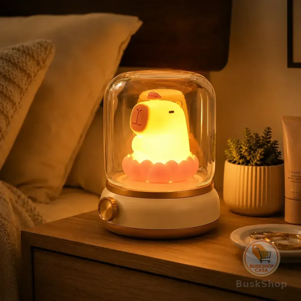 Abajur Capivara Cúpula Vidro Luz Regulável Recarregável Casa
