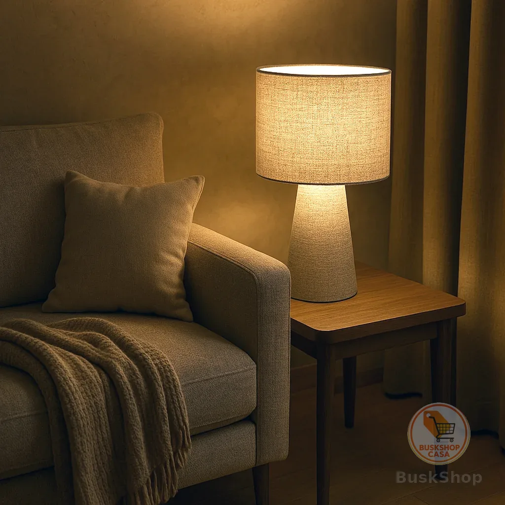 Luminária Abajur Cilíndrico de Mesa Luxo