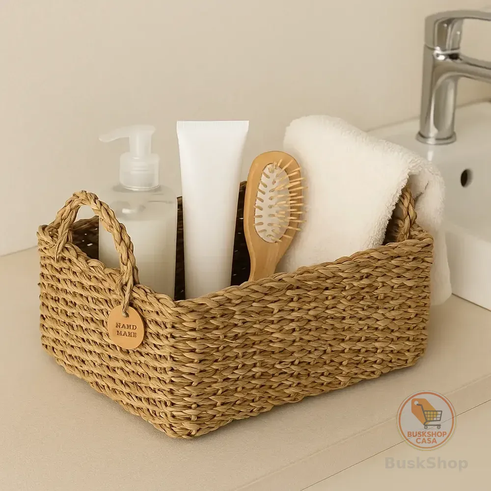 Cesto Caixa Organizador Seagrass Quarto Banheiro Decorativo Palha