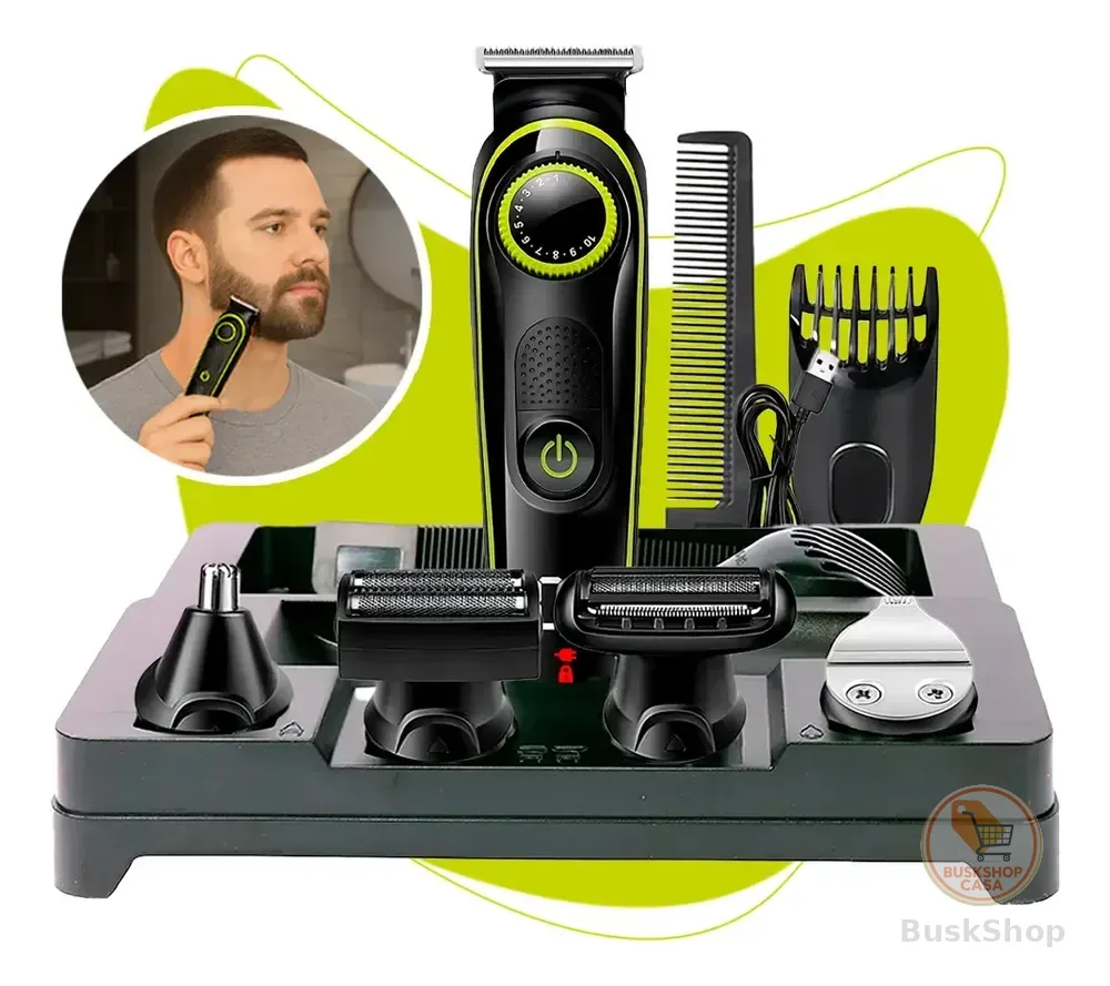 Máquina De Cortar Cabelo Fazer Barba Barbeador Acabamento Pelo B-Max Bmc036 5 Em 1 Cor Preto