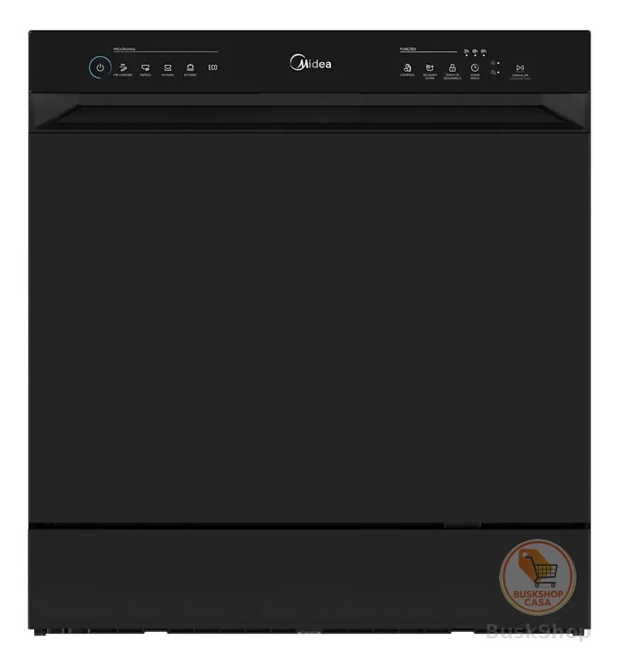 Lava Louças 8 Serviços Preta Touch Plus Midea Preto