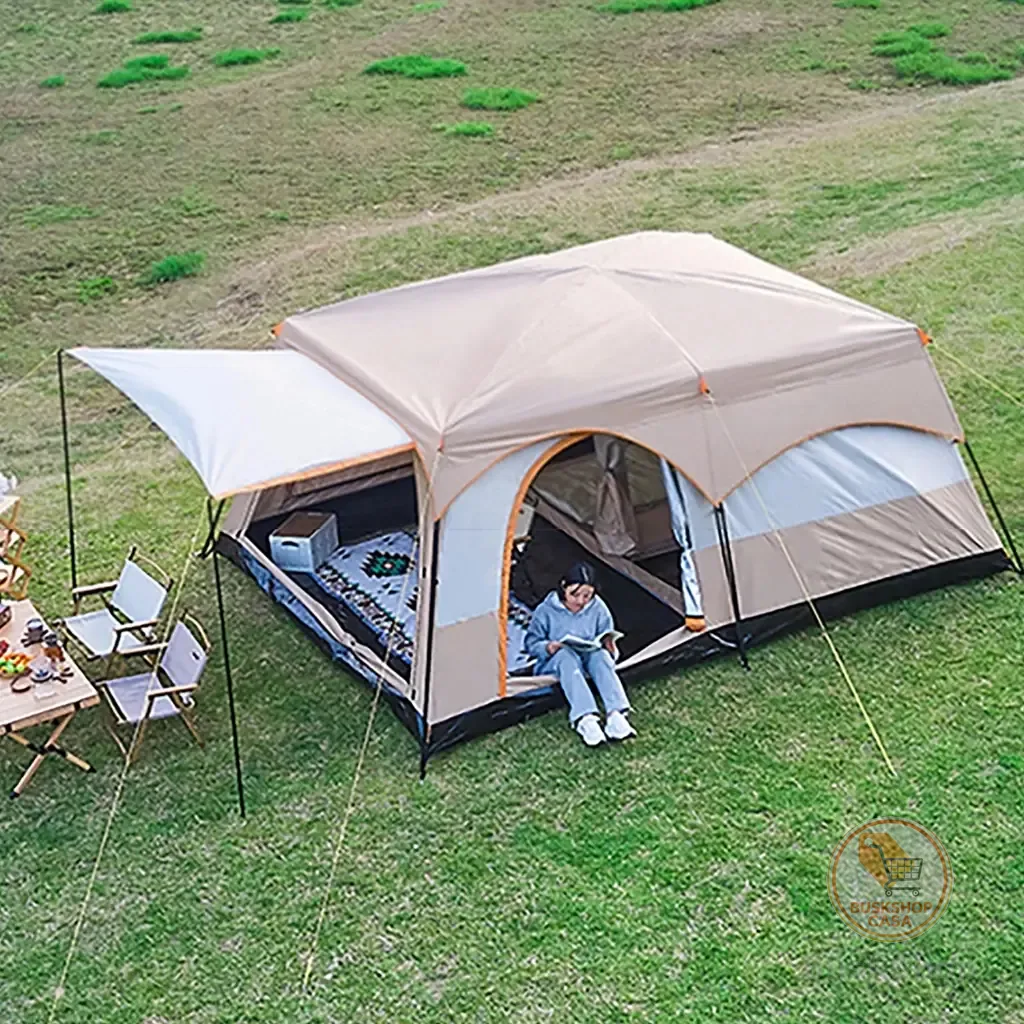 Tenda de 2 quartos ，Barraca grande para camping ao ar livre com dois quartos e uma sala de estar