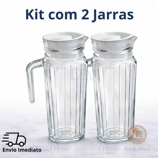 Jarra de Vidro Suiça 1L com Tampa Água Suco Vidro Resistente