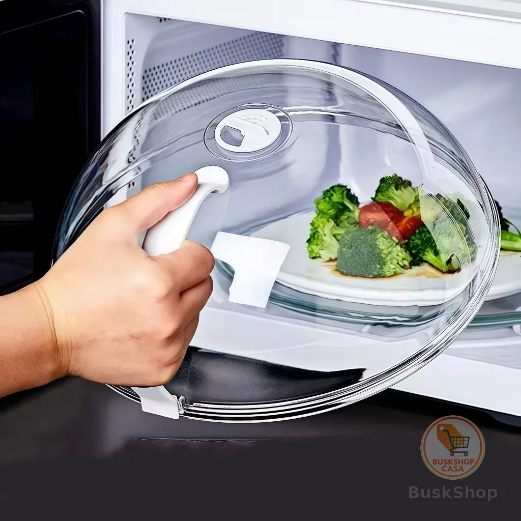 Tampa Para Microondas Protetor Alimentos Anti Sujeira Comida Com Válvula Alça De Plástico Pratos