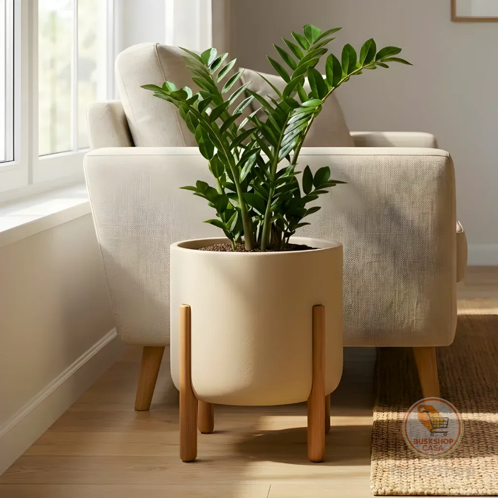 Vaso Para Plantas Polietileno Com Suporte De Madeira Decoração Sala 30x26