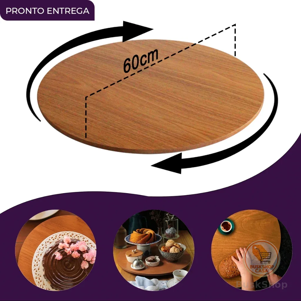Centro Giratório laminado para servir na mesa 60 cm