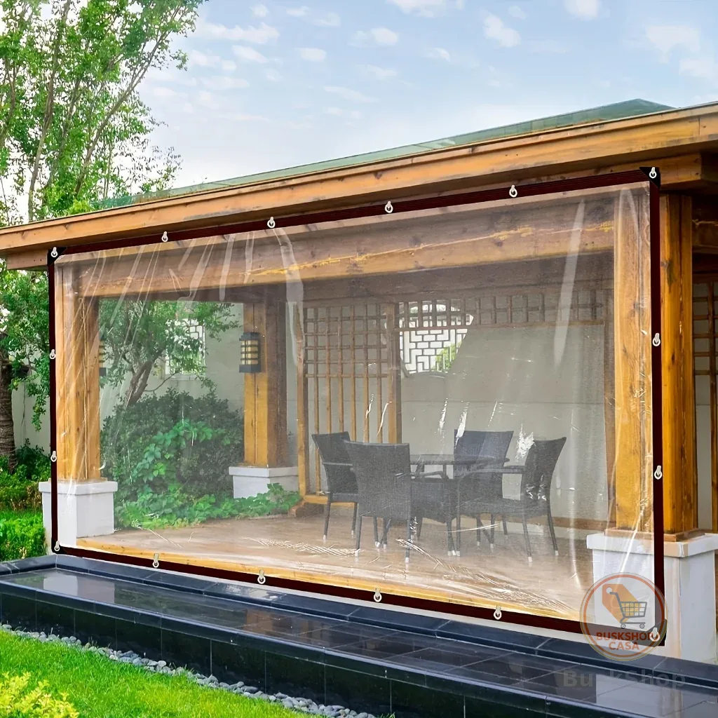 Lona Transparente Impermeável Reforçada  Cobertura para Portas e Terraços Garagem e Proteção de Hortas