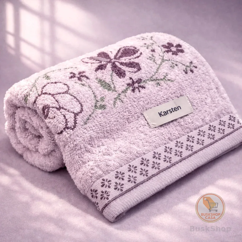 Toalha de Banho Karsten Yuna 100% Algodão - Barra Floral Brilho Grossa Macia Antipilling - 70 x 135