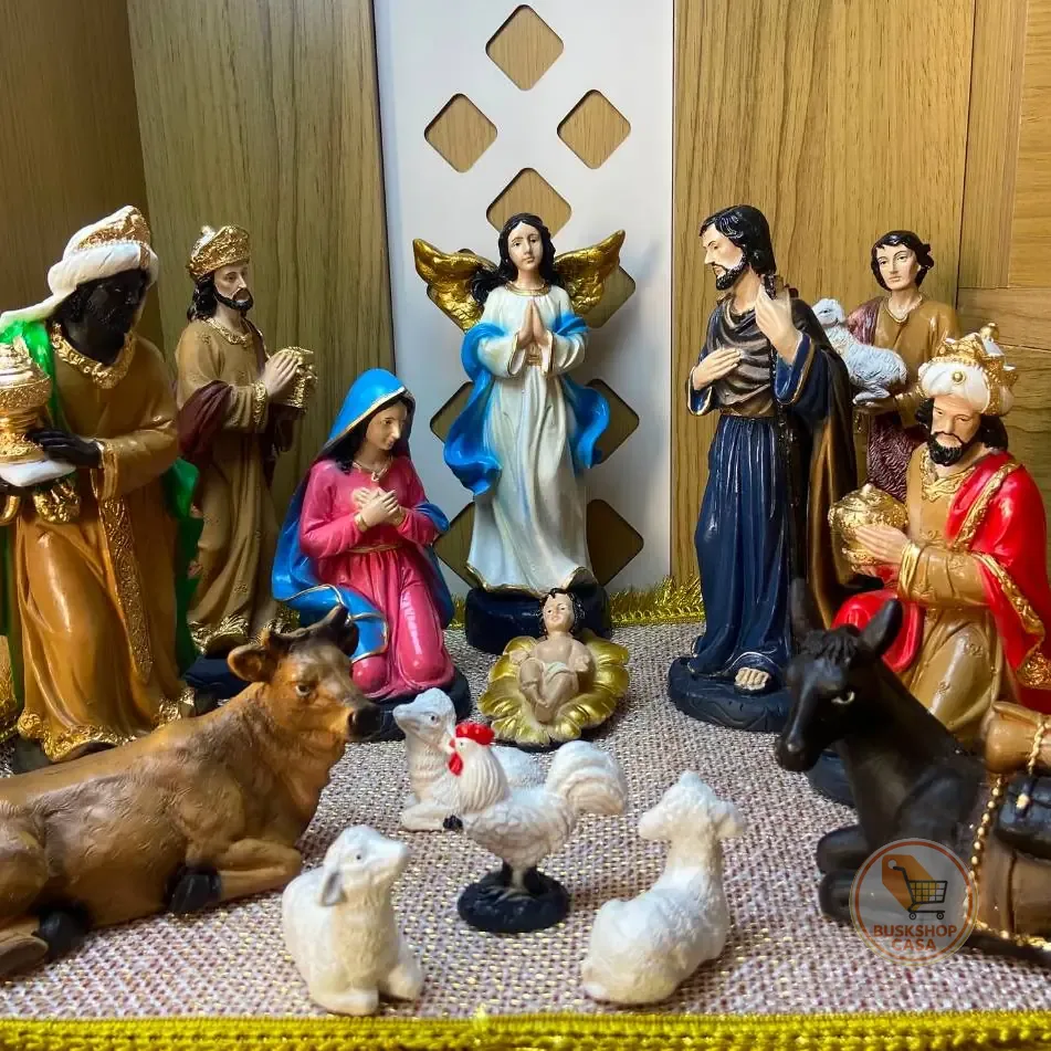 Presépio de Natal Gesso 22cm Maciço Colorido