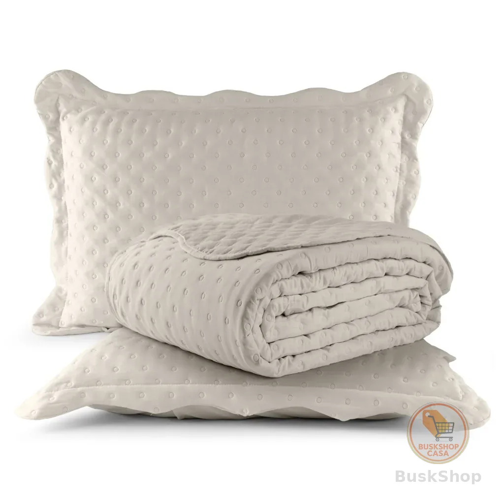 Kit Cobre Leito Colcha Casal Queen 03 Peças 2.60 x 2.40 Matelado 200 Fios Toque Macio