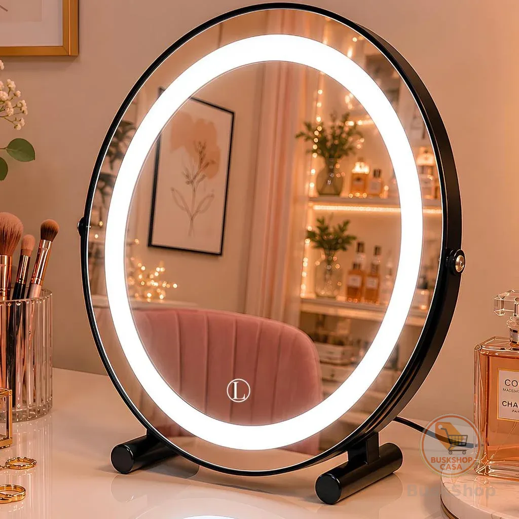 Espelho Lopazzi de Mesa para Maquiagem com LED 3 Tons Touch Penteadeira Decorativo