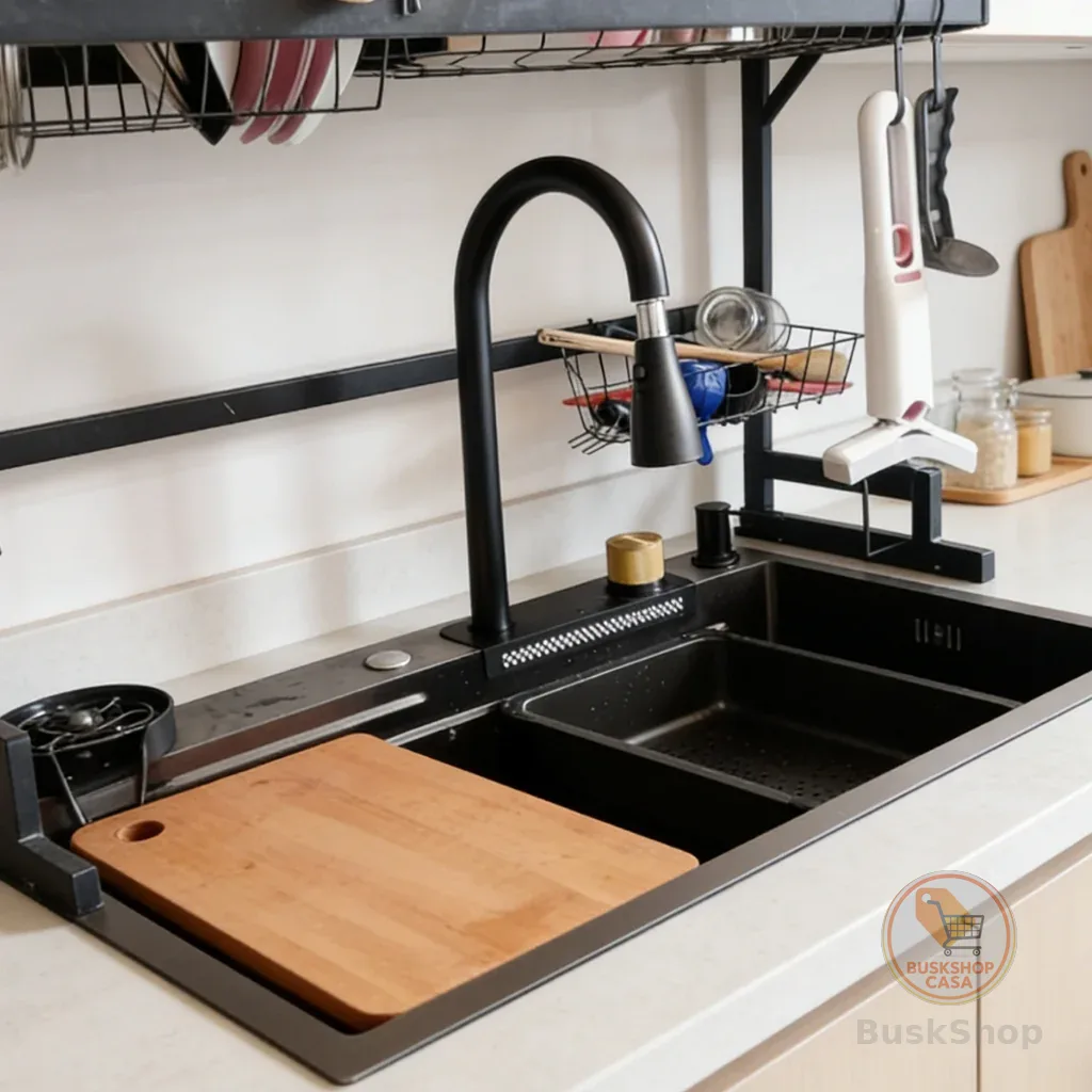 Pia De Cozinha Nano Antiincrustante Em Aço Inoxidável 304 Cascata De Chuva Voadora Tigela Única Multifuncional Artesanal