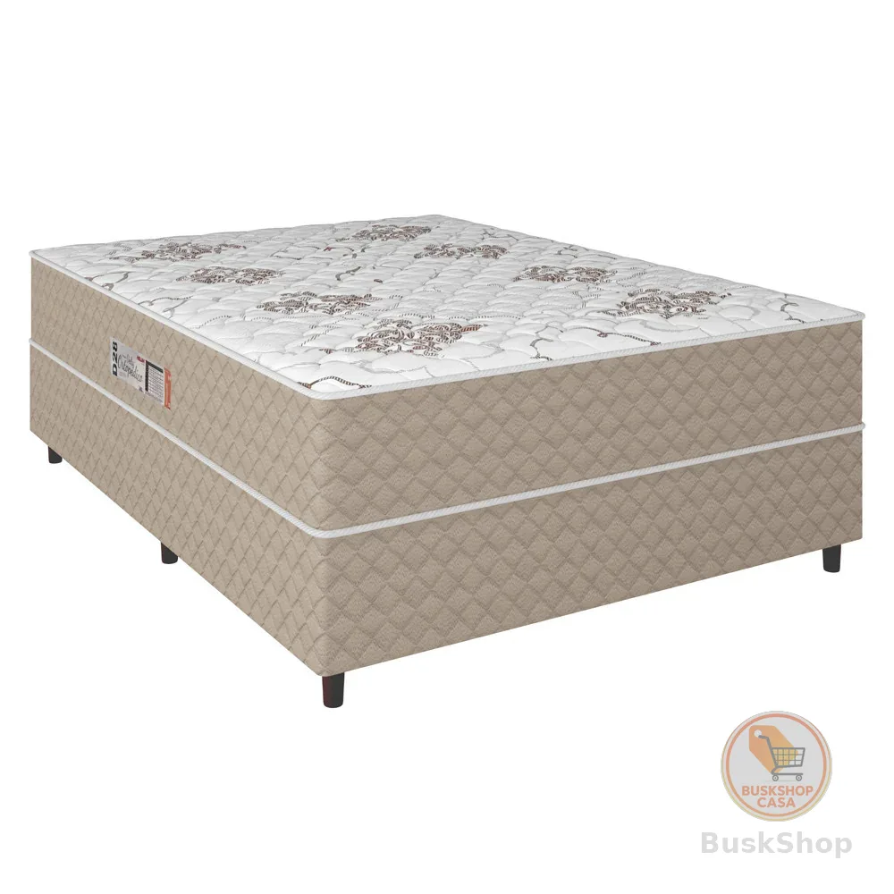 Cama Box Casal Conjugada Ortopédico Alpha Espuma 138x188x52cm Bege / Branco Hellen
