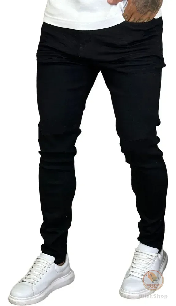 Calça Skinny Preta Masculina Jeans Com Elastano Lycra Preto 44