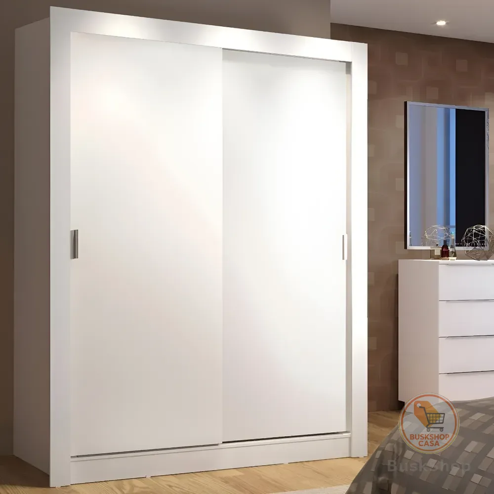 Guarda Roupa Solteiro 2 Portas Correr Branco 109409 Denver Madesa