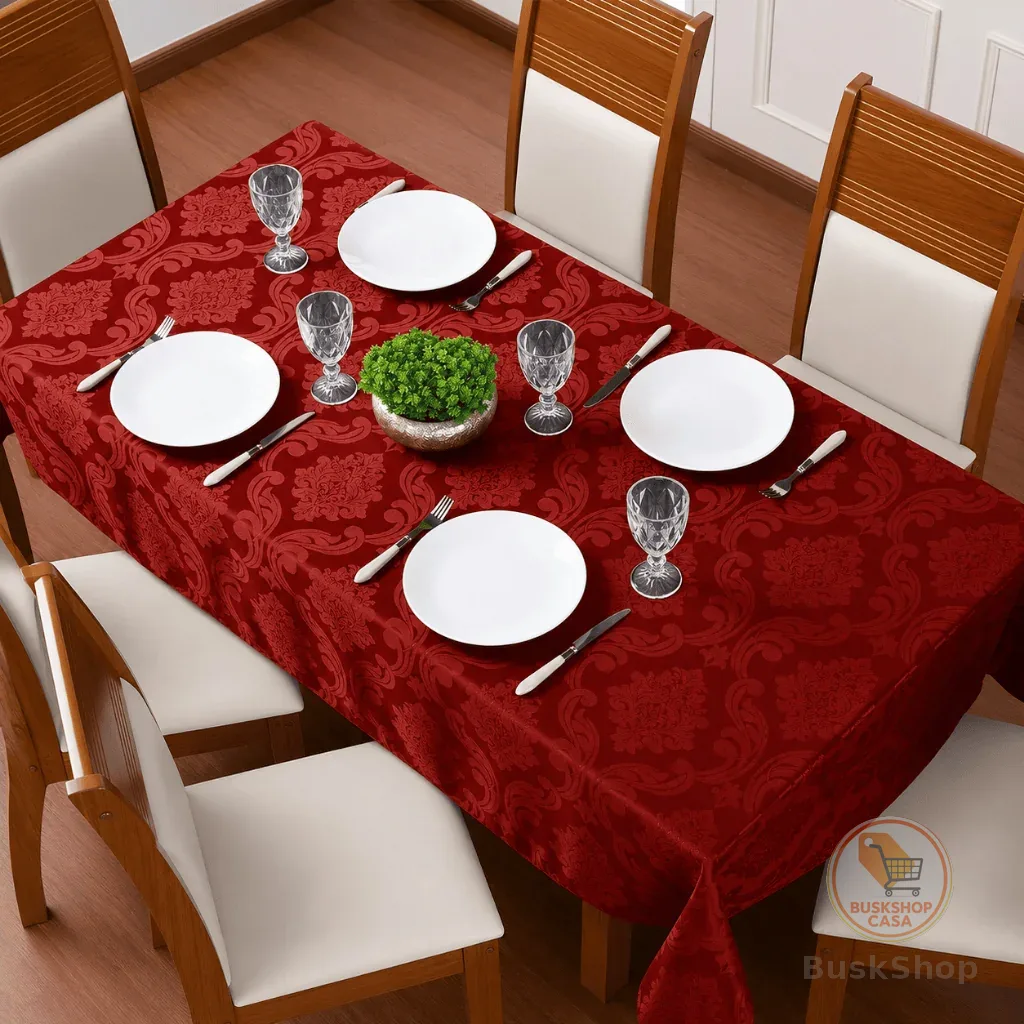 Toalha de mesa jacquard retangular 6 lugares jacard
