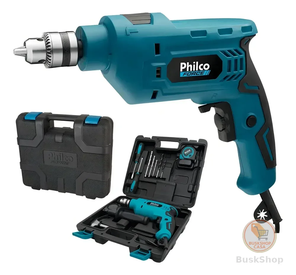 Kit Furadeira De Impacto E Maleta Pfu01mf 650w Philco Cor Azul-turquesa
