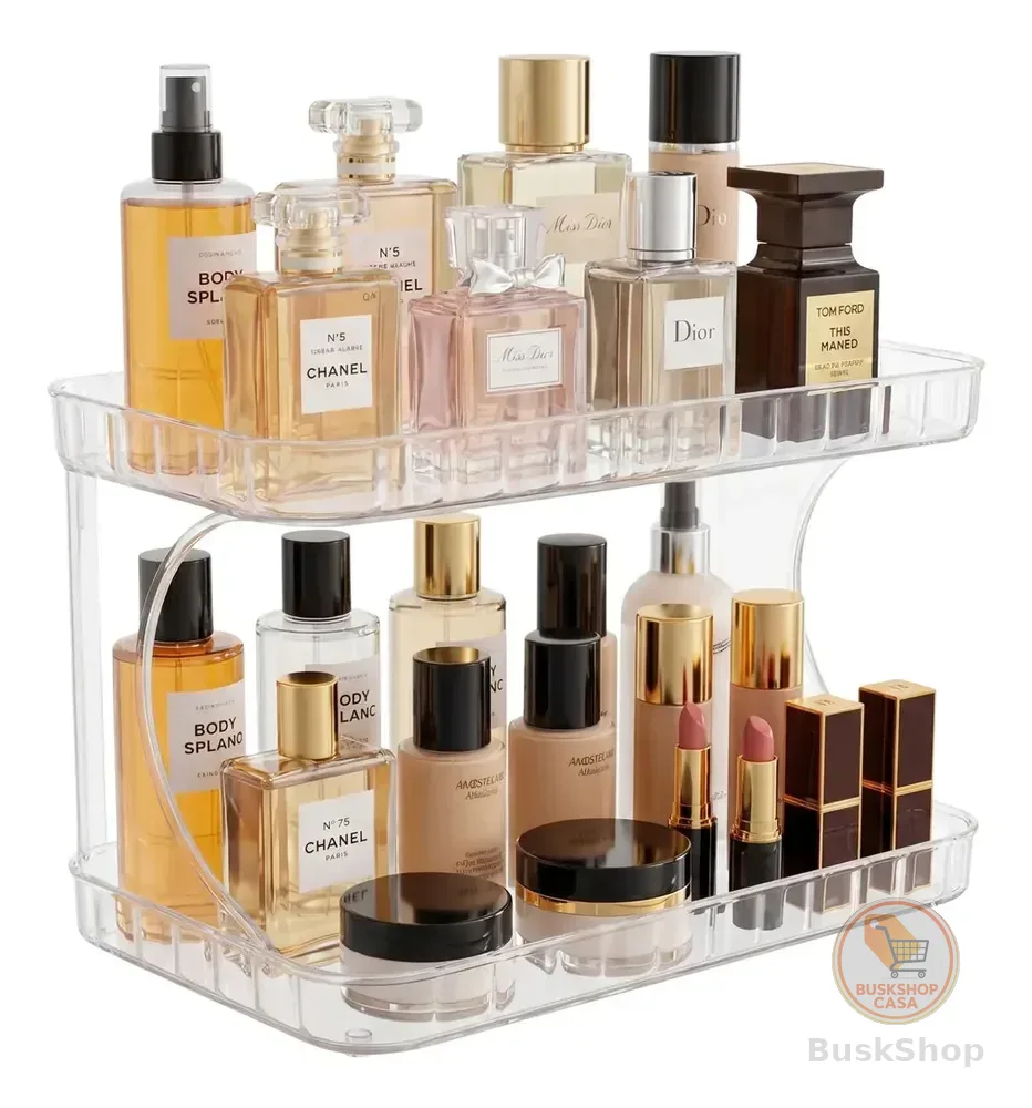 Organizador Porta Maquiagem 2 Andares Cosméticos Kaziva Transparente