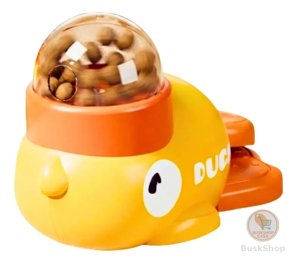 Brinquedo Interativo Pato Comedouro Cães Gatos Anti-estresse Amarelo