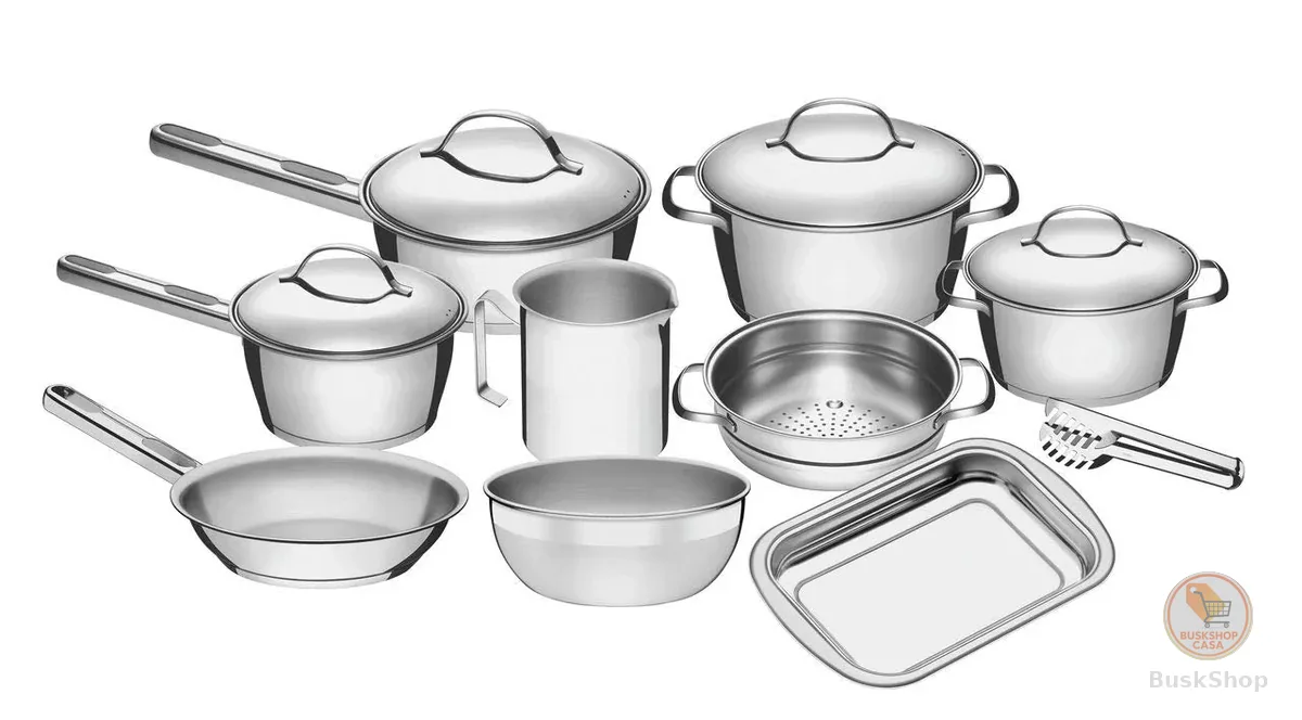 Conjunto de Panelas 10 Peças Allegra em Aço Inox - Tramontina