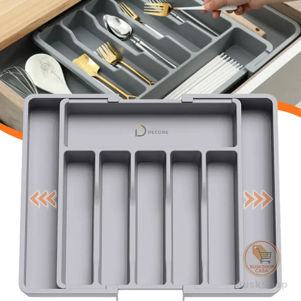 Organizador de Gaveta Porta Talheres Extensível Separador Gaveteiro Ajustável Para Cozinha Com Extensor