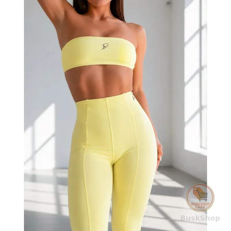 DIASP Conjunto Fitness Top + Leg Corset Poliamida Legging Roupa Academia