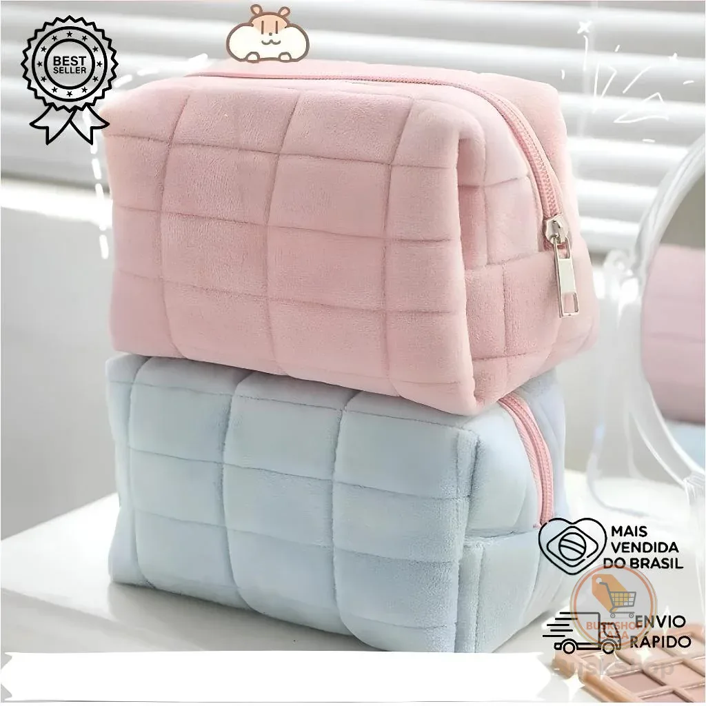 Necessaire/Estojo/Bolsa Multiuso Organizador para Maquiagem/ Escolar Forma de Travesseiro e Grande Capacidade  Cosmética