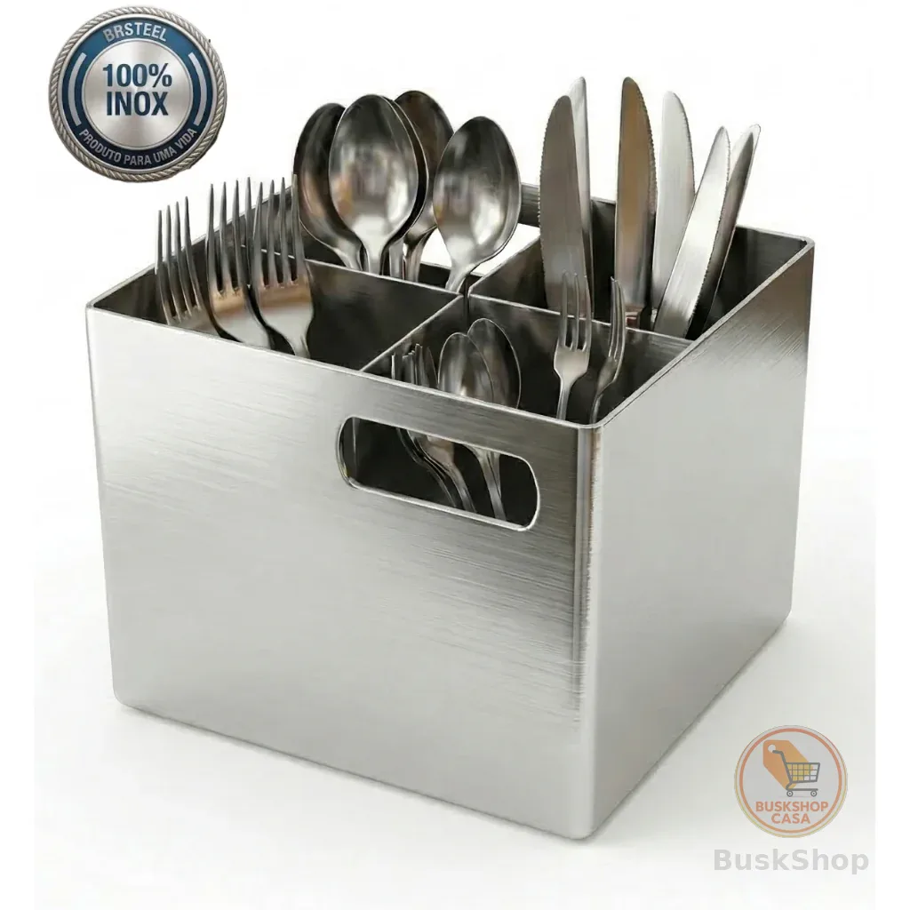 Porta Talher Utensílios Escorredor Inox Para Cozinha