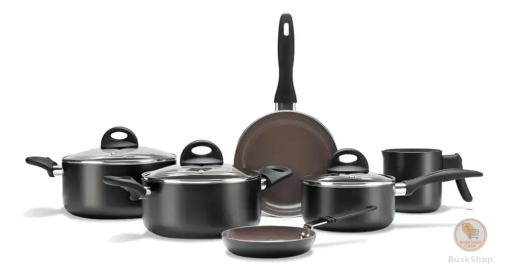 Jogo Panelas Revest Cerâmica Smart Plus 6pcs Preto Brinox