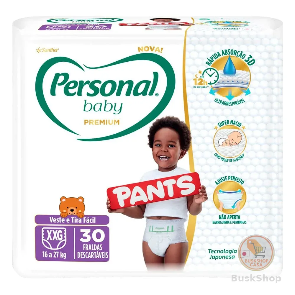 Personal Fralda Descartável Infantil Pants Baby Premium XXG, 30 Unidades