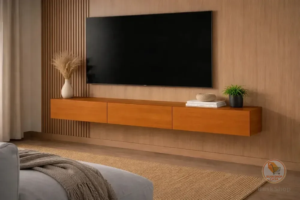 Rack Aparador Suspenso 3 Portas Linea Até 75'' 160cm Cedro Madeirado