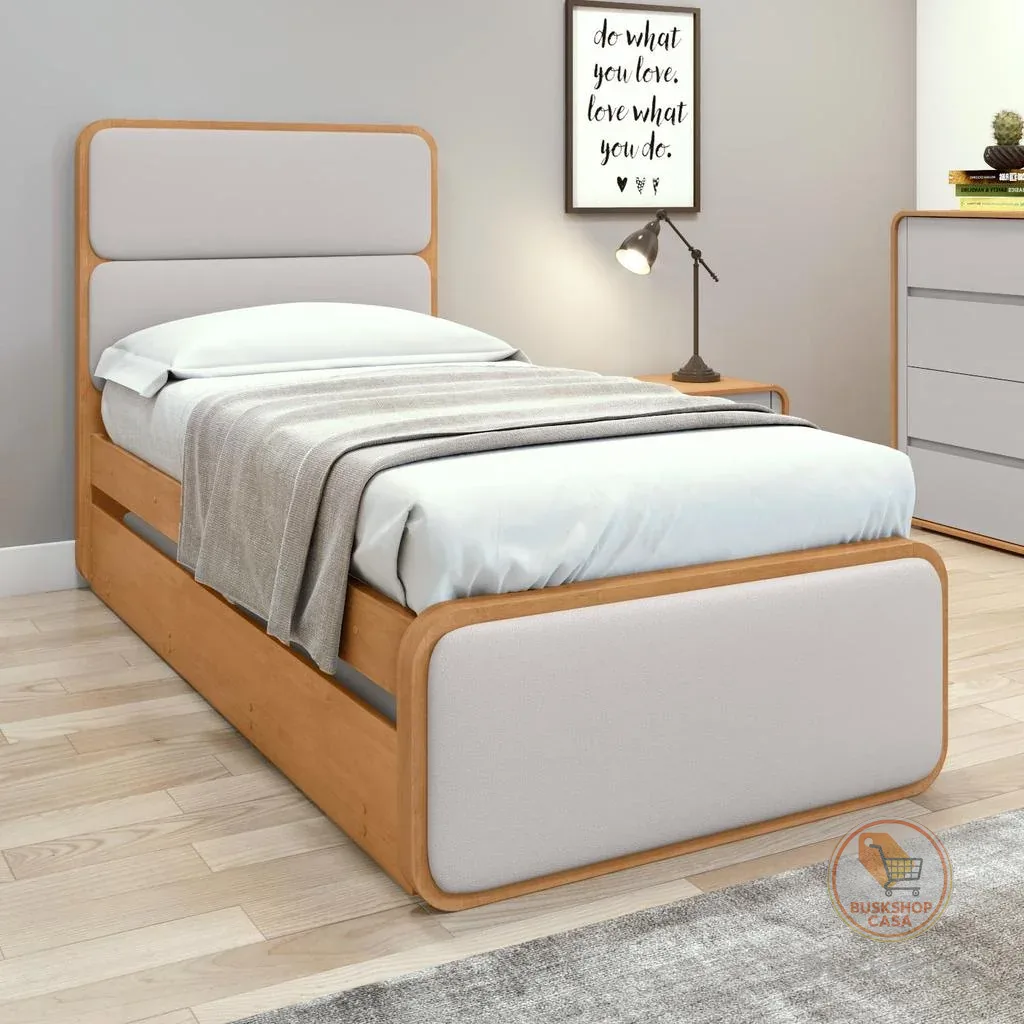 Cama Solteiro Easy Like com Cama Auxiliar Tec Corano Bege/Amêndoa Clean