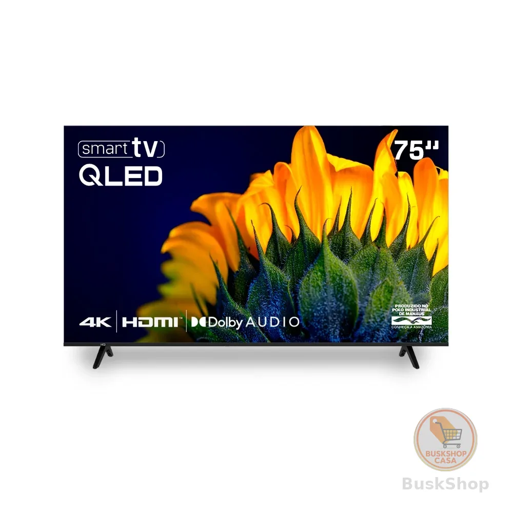 Smart TV HQ QLED 75 Polegadas HQ-QLED75SM 4K Wi-Fi Bluetooth, Apps, Netflix, YouTube e Prime Vídeo