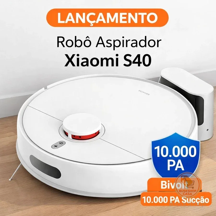 NOVO Robôt Aspirador Xiaomi S40 10000Pa | Mapeamento Laser LDS | Passa Pano App Alexa | Super Potente BIVOLT