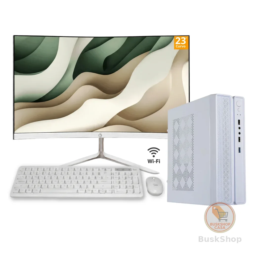 Computador Pc Slim Completo Intel I5 8gb Ram Ssd 240gb Teclado e Mouse Sem fio Monitor Led 23" Curvo Wifi