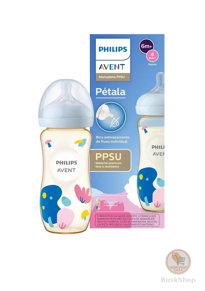 Philips Avent Mamadeira PPSU Anticólica Natural Response 330ml, Bico 6m+ Fluxo Rápido, resistente ao Calor, Sem BPA