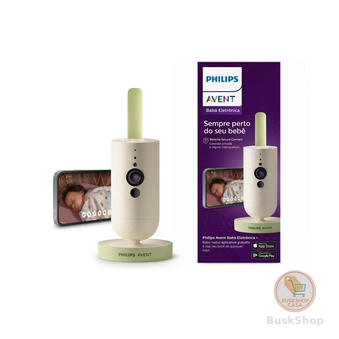 Babá Eletrônica Philips Avent Full HD de 1080p, Visão Noturna, Sons de Ninar, Função Talkback (Fale e ouça seu bebê), Conexão Privada, Termômetro de Ambiente e App Baby Monitor+