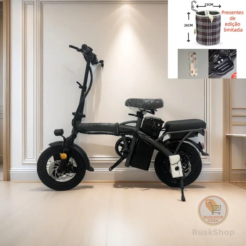 Bicicleta elétrica dobrável para adultos NUDA, pedal tripulado, compras ao ar livre, viagem