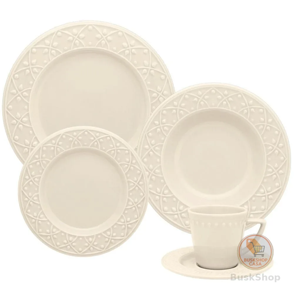 Aparelho de Jantar E Chá 20 Pçs Oxford Mendi Marfim