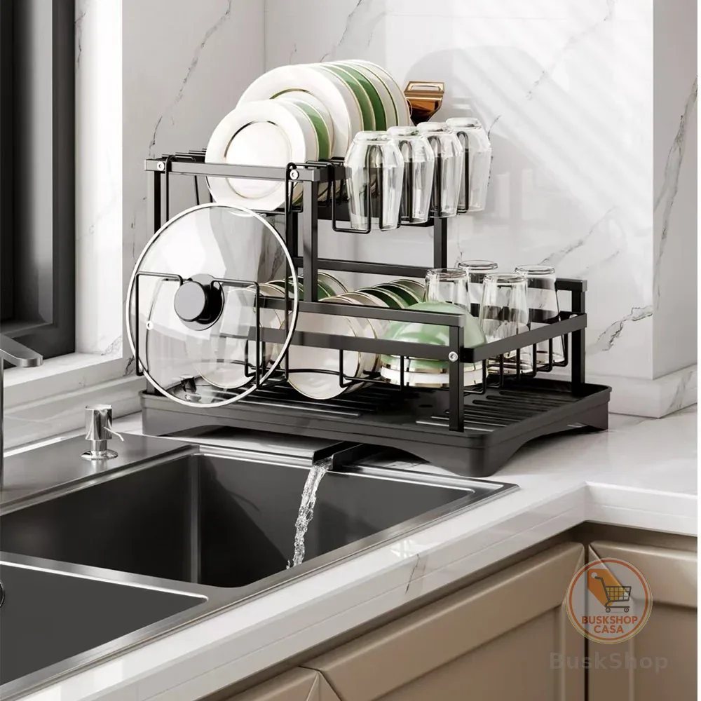 Escorredor de Louças Rack Aço Carbono Organizador Preto