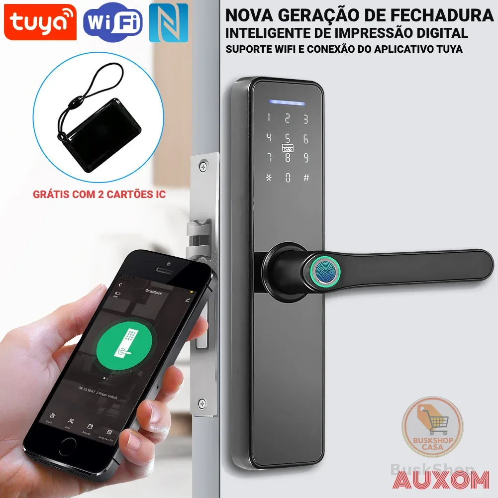 Tuya APP WIFI Fechadura Digital Biométrica Inteligente Com Corpo De Trava