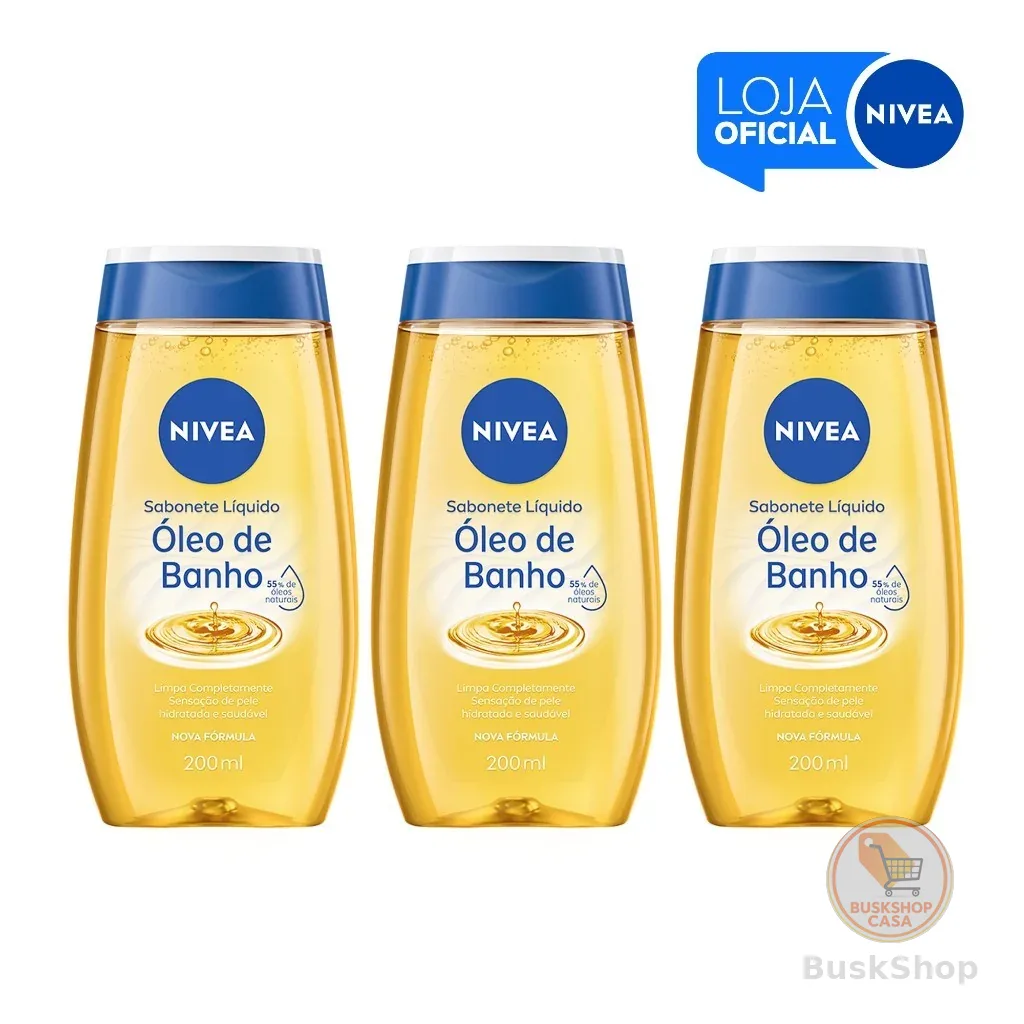 KIT - NIVEA Sabonete Líquido Óleo de Banho 200ml  - 3 unidades