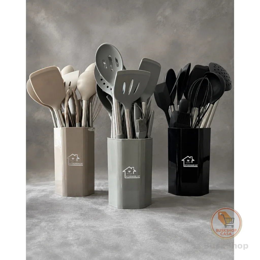 Kit Cozinha De Silicone Cabo De Aço Inox 15 peças Grande Alta Qualidade