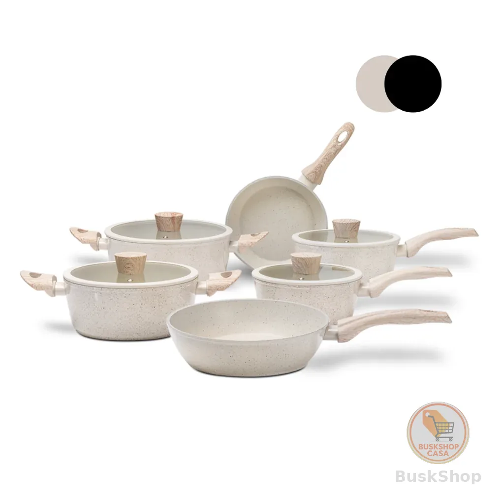 Jogo de Panelas 6 Peças Brinox Antiaderente Ceramic Life Sirius Vanilla e Preto - Com Indução