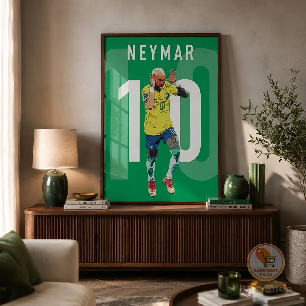 Quadro Neymar Camisa 10 Decorativo Futebol Com Moldura Para Quarto Sala