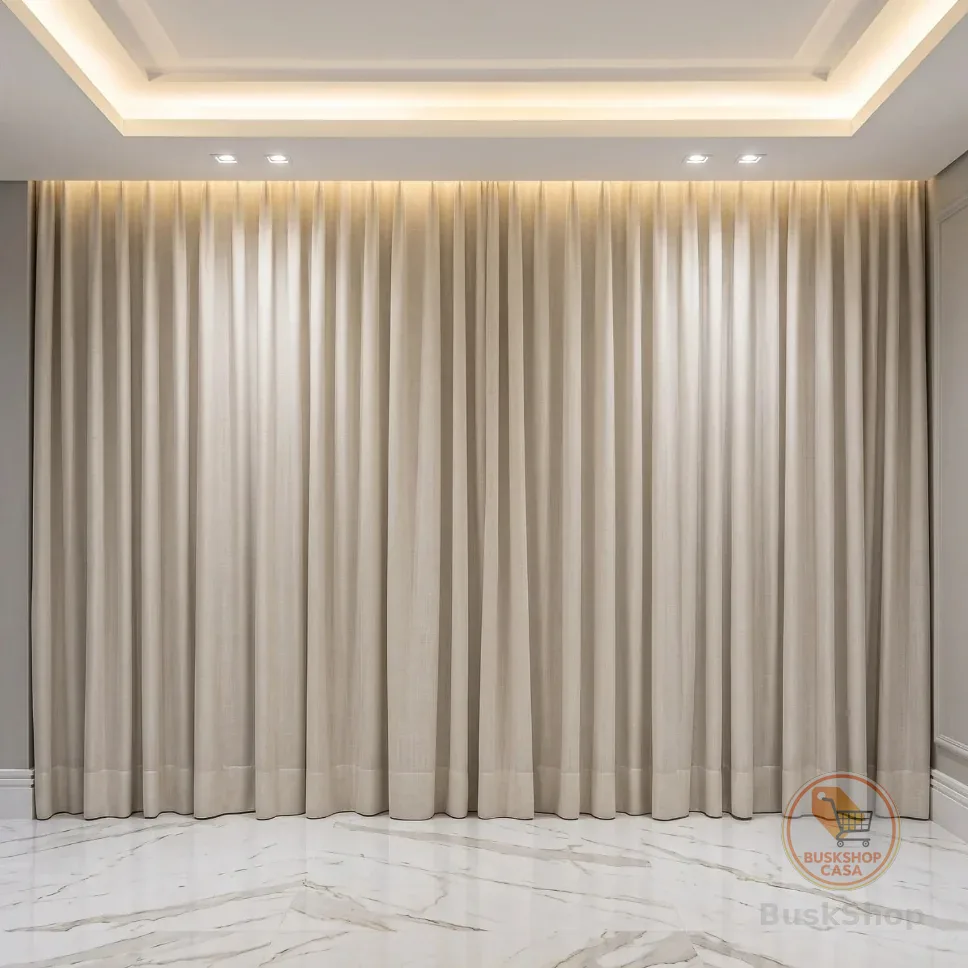 Cortina Trilho Suíço Duplo Voil Linho + Forro Blackout 6,00x2,30/2,40/2,50/2,60/2,70/2,80 Alto Padrão