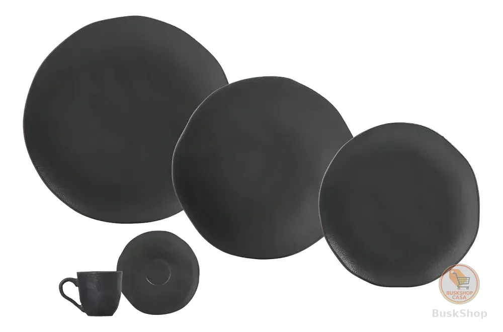 APARELHO DE JANTAR 30 PEÇAS ORGÂNICO PRETO MATTE PORTO BRASIL