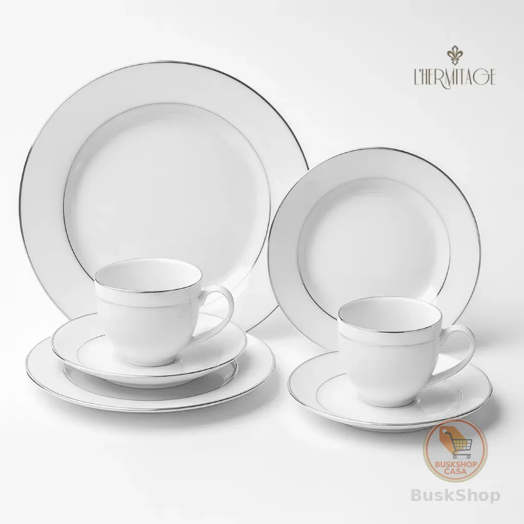 aparelho de jantar 42 peças Jogo de Jantar Porcelana Pratos de Porcelana para Jantar Majesty Silver