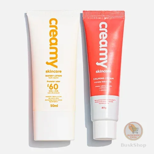 Kit Duo Protetor Solar FPS60 + Gel Creme Hidratante Facial Calming Cream - Creamy Skincare